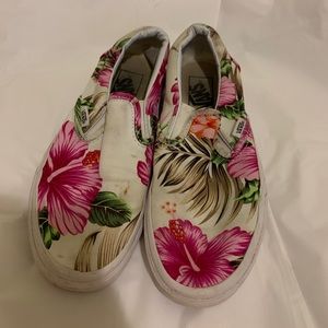 White Hawaiian Slip On Vans